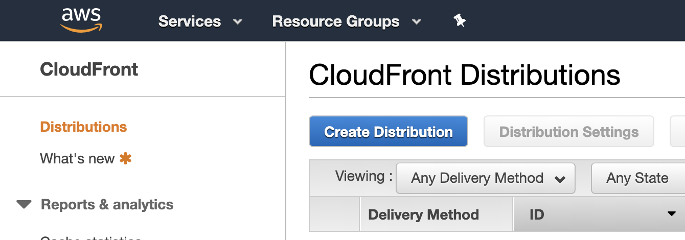 Create a Cloudfront distribution Step 1