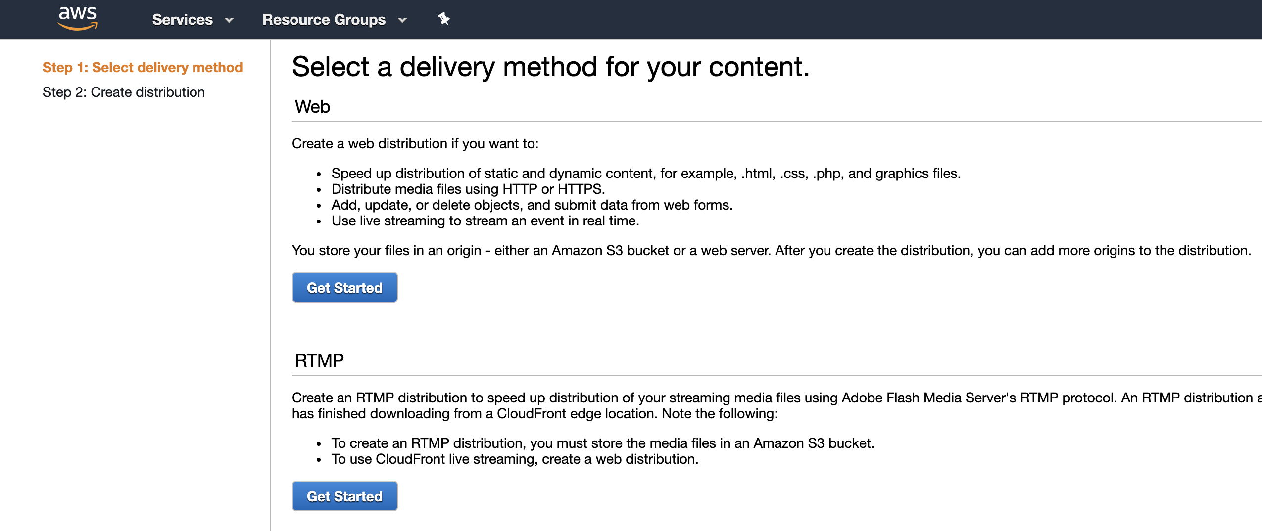 Select the distribution's delivery method Step 2