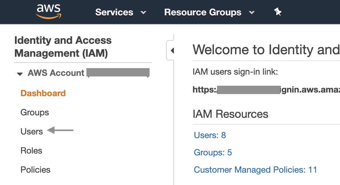 Open 'Users' and select 'Create user' Step 1