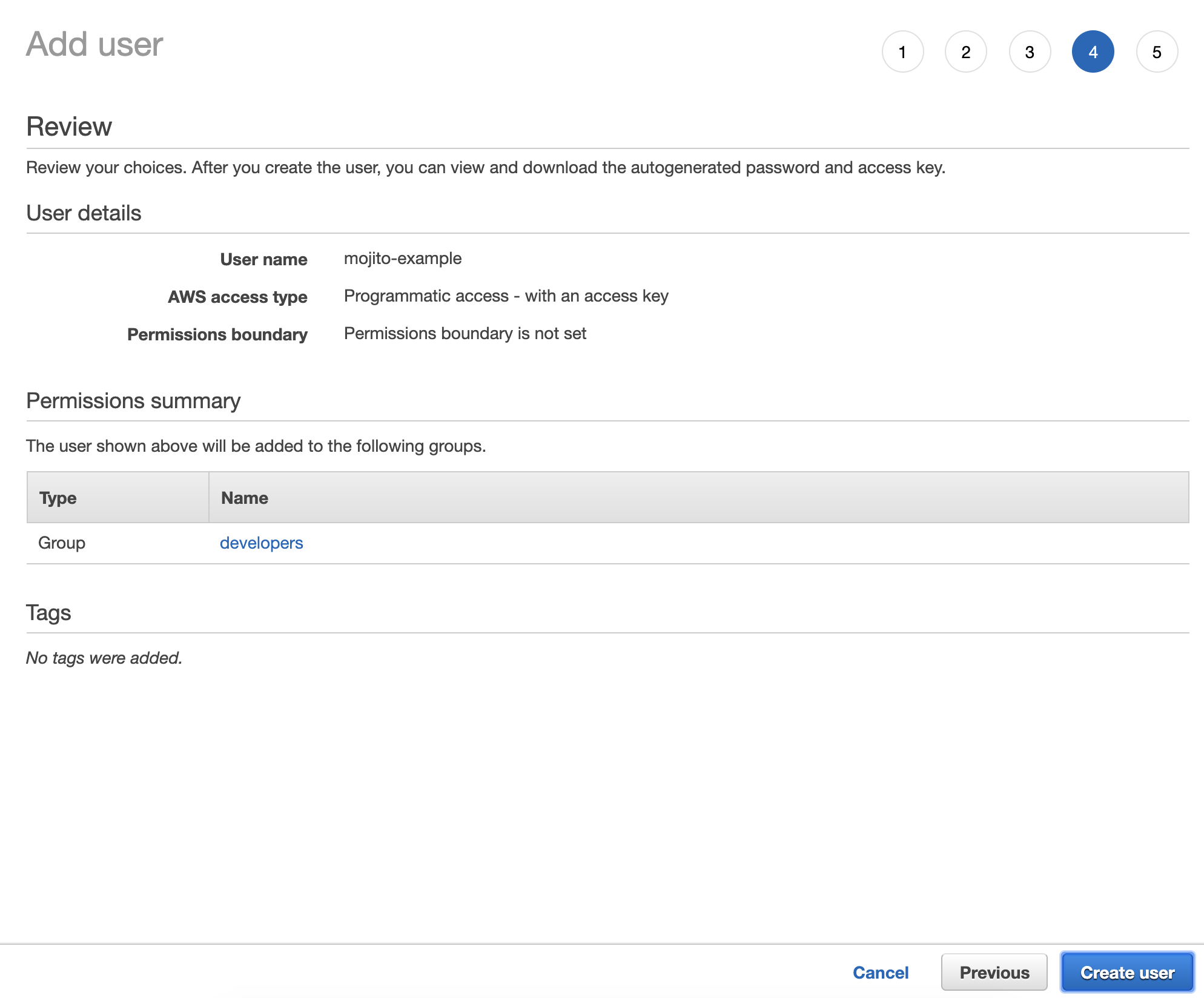 Review settings Step 5