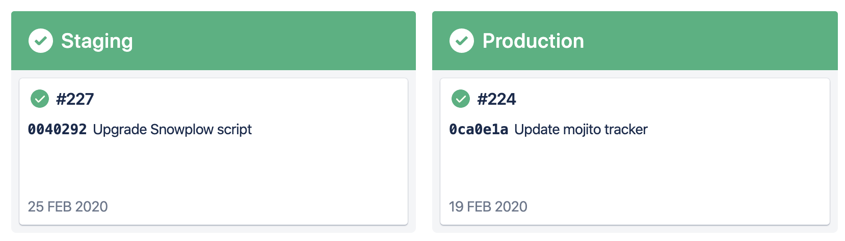 Example environemnts in Bitbucket