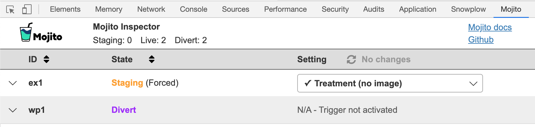 Preview your split test variant in Mojito Chrome Inspector