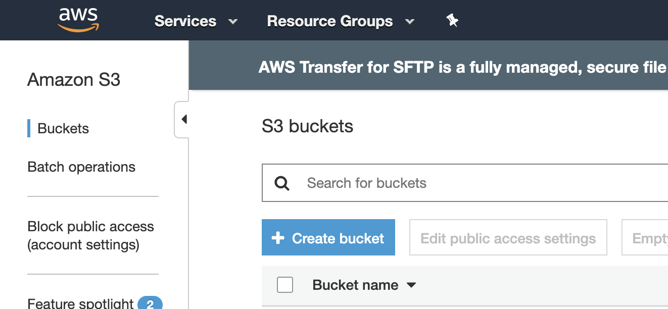 Create a new bucket Step 2