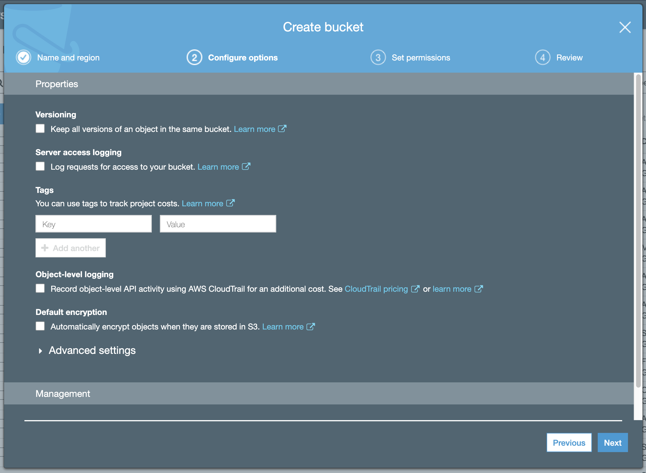 Keep the default options Step 4